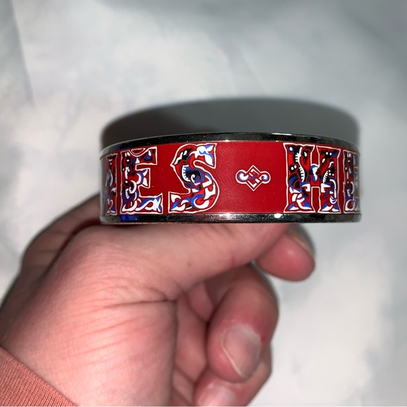 authentic HERMÈS palladium & enamel CUFF size PM - Picture 13 of 13